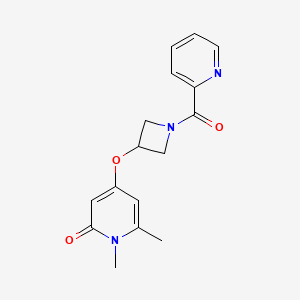 molecular formula C16H17N3O3 B2927018 1,6-二甲基-4-((1-吡啶甲酰基氮杂环丁-3-基)氧基)吡啶-2(1H)-酮 CAS No. 2034385-68-5