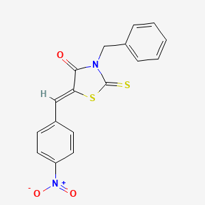 molecular formula C17H12N2O3S2 B2927019 (5Z)-3-苄基-5-[(4-硝基苯基)亚甲基]-2-硫代亚甲基-1,3-噻唑烷-4-酮 CAS No. 298190-64-4