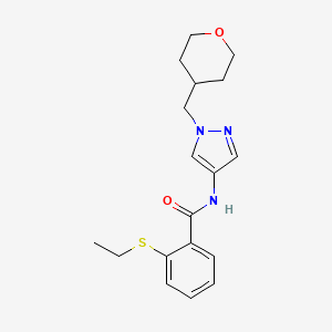 2-(ethylthio)-N-(1-((tetrahydro-2H-pyran-4-yl)methyl)-1H-pyrazol-4-yl)benzamide