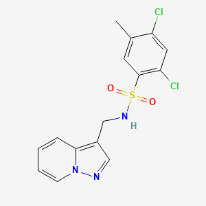 molecular formula C15H13Cl2N3O2S B2927029 2,4-二氯-5-甲基-N-(吡唑并[1,5-a]吡啶-3-基甲基)苯磺酰胺 CAS No. 1396803-11-4