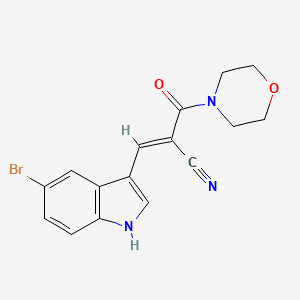 molecular formula C16H14BrN3O2 B2927033 (2E)-3-(5-bromo-1H-indol-3-yl)-2-(morpholin-4-ylcarbonyl)prop-2-enenitrile CAS No. 452328-59-5