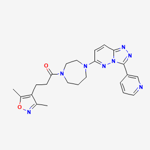 molecular formula C23H26N8O2 B2927035 3-(3,5-Dimethyl-1,2-oxazol-4-yl)-1-[4-(3-pyridin-3-yl-[1,2,4]triazolo[4,3-b]pyridazin-6-yl)-1,4-diazepan-1-yl]propan-1-one CAS No. 2380193-80-4