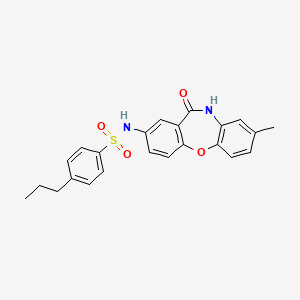 molecular formula C23H22N2O4S B2927038 N-(8-甲基-11-氧代-10,11-二氢二苯并[b,f][1,4]恶杂环庚-2-基)-4-丙基苯磺酰胺 CAS No. 922063-48-7