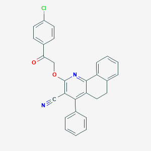 molecular formula C28H19ClN2O2 B292704 2-[2-(4-Chlorophenyl)-2-oxoethoxy]-4-phenyl-5,6-dihydrobenzo[h]quinoline-3-carbonitrile 