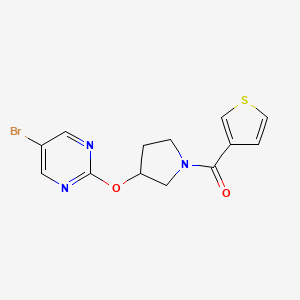 molecular formula C13H12BrN3O2S B2927042 5-Bromo-2-{[1-(thiophene-3-carbonyl)pyrrolidin-3-yl]oxy}pyrimidine CAS No. 2097868-12-5