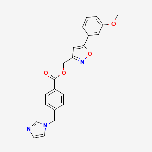 molecular formula C22H19N3O4 B2927045 (5-(3-甲氧基苯基)异恶唑-3-基)甲基 4-((1H-咪唑-1-基)甲基)苯甲酸酯 CAS No. 1206998-46-0