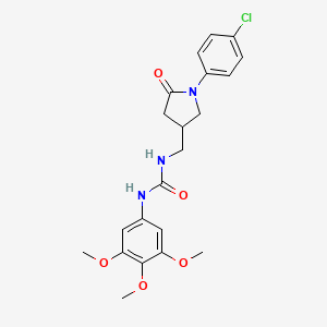 molecular formula C21H24ClN3O5 B2927051 1-((1-(4-Chlorophenyl)-5-oxopyrrolidin-3-yl)methyl)-3-(3,4,5-trimethoxyphenyl)urea CAS No. 954588-19-3
