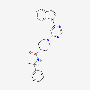 molecular formula C26H27N5O B2927054 1-(6-(1H-吲哚-1-基)嘧啶-4-基)-N-(1-苯乙基)哌啶-4-甲酰胺 CAS No. 1797026-35-7