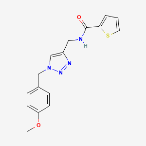 molecular formula C16H16N4O2S B2927055 N-[[1-[(4-Methoxyphenyl)methyl]triazol-4-yl]methyl]thiophene-2-carboxamide CAS No. 2379997-71-2
