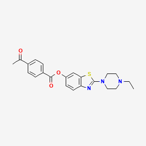 molecular formula C22H23N3O3S B2927058 2-(4-乙基哌嗪-1-基)苯并[d]噻唑-6-基 4-乙酰苯甲酸酯 CAS No. 941890-39-7