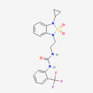 molecular formula C19H19F3N4O3S B2927070 3-[2-(3-Cyclopropyl-2,2-dioxo-1,3-dihydro-2lambda6,1,3-benzothiadiazol-1-yl)ethyl]-1-[2-(trifluoromethyl)phenyl]urea CAS No. 2097932-83-5