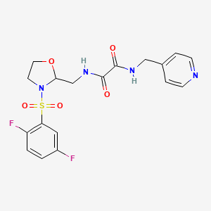 molecular formula C18H18F2N4O5S B2927072 N1-((3-((2,5-二氟苯基)磺酰基)恶唑烷-2-基)甲基)-N2-(吡啶-4-基甲基)草酰胺 CAS No. 868983-64-6