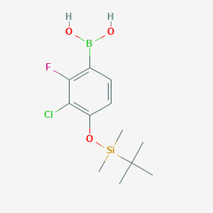 molecular formula C12H19BClFO3Si B2927077 4-(叔丁基二甲基甲硅烷基氧基)-3-氯-2-氟苯基硼酸 CAS No. 2377608-26-7