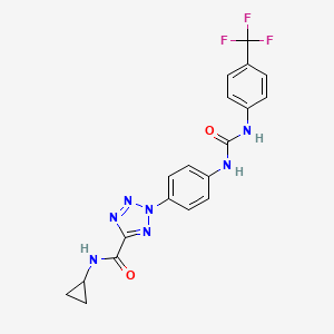 molecular formula C19H16F3N7O2 B2927085 N-cyclopropyl-2-(4-(3-(4-(trifluoromethyl)phenyl)ureido)phenyl)-2H-tetrazole-5-carboxamide CAS No. 1396675-65-2