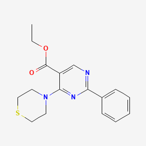 Ethyl 2-phenyl-4-(1,4-thiazinan-4-yl)-5-pyrimidinecarboxylate