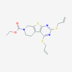 molecular formula C18H21N3O2S3 B292709 ethyl 2,4-bis(allylsulfanyl)-5,8-dihydropyrido[4',3':4,5]thieno[2,3-d]pyrimidine-7(6H)-carboxylate 