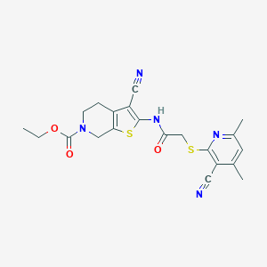 ethyl 3-cyano-2-({[(3-cyano-4,6-dimethyl-2-pyridinyl)sulfanyl]acetyl}amino)-4,7-dihydrothieno[2,3-c]pyridine-6(5H)-carboxylate