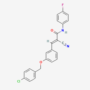 B2927103 (E)-3-[3-[(4-chlorophenyl)methoxy]phenyl]-2-cyano-N-(4-fluorophenyl)prop-2-enamide CAS No. 380478-36-4