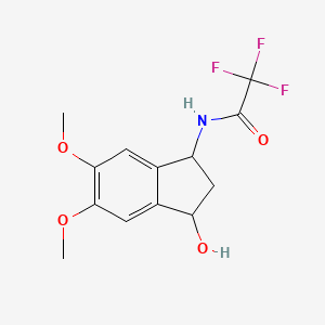 molecular formula C13H14F3NO4 B2927105 2,2,2-trifluoro-N-(3-hydroxy-5,6-dimethoxy-2,3-dihydro-1H-inden-1-yl)acetamide CAS No. 866049-72-1