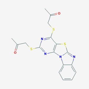 1-({2-[(2-Oxopropyl)sulfanyl]pyrimido[4',5':4,5][1,3]thiazolo[3,2-a]benzimidazol-4-yl}sulfanyl)acetone