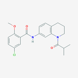 molecular formula C21H23ClN2O3 B2927110 5-chloro-N-(1-isobutyryl-1,2,3,4-tetrahydroquinolin-7-yl)-2-methoxybenzamide CAS No. 1005294-32-5