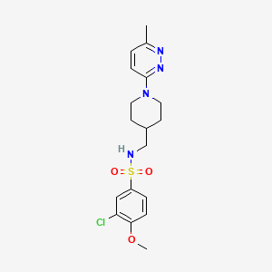 molecular formula C18H23ClN4O3S B2927114 3-氯-4-甲氧基-N-((1-(6-甲基哒嗪-3-基)哌啶-4-基)甲基)苯磺酰胺 CAS No. 1797724-72-1