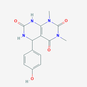 molecular formula C14H14N4O4 B2927121 5-(4-hydroxyphenyl)-1,3-dimethyl-5,6-dihydropyrimido[4,5-d]pyrimidine-2,4,7(1H,3H,8H)-trione CAS No. 1144459-09-5