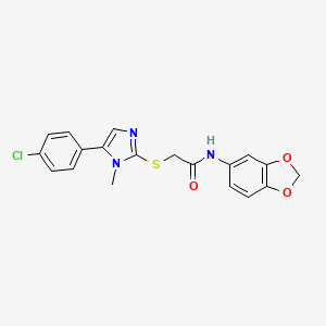 N-(1,3-benzodioxol-5-yl)-2-[5-(4-chlorophenyl)-1-methylimidazol-2-yl]sulfanylacetamide