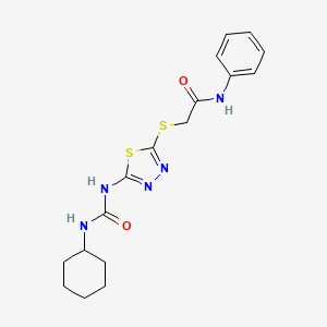 2-[[5-(cyclohexylcarbamoylamino)-1,3,4-thiadiazol-2-yl]sulfanyl]-N-phenylacetamide