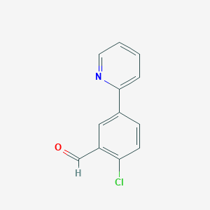 molecular formula C12H8ClNO B2927145 Benzaldehyde, 2-chloro-5-(2-pyridinyl)- CAS No. 1375097-82-7