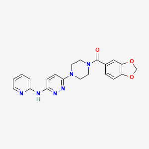 molecular formula C21H20N6O3 B2927148 苯并[d][1,3]二氧杂-5-基(4-(6-(吡啶-2-基氨基)嘧啶-3-基)哌嗪-1-基)甲苯酮 CAS No. 1021223-64-2