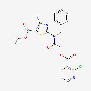 molecular formula C22H20ClN3O5S B2927152 Ethyl 2-[benzyl-[2-(2-chloropyridine-3-carbonyl)oxyacetyl]amino]-4-methyl-1,3-thiazole-5-carboxylate CAS No. 808192-17-8