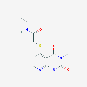 molecular formula C14H18N4O3S B2927153 2-(1,3-二甲基-2,4-二氧代吡啶并[2,3-d]嘧啶-5-基)硫烷基-N-丙基乙酰胺 CAS No. 899732-54-8