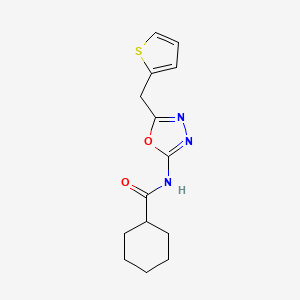 molecular formula C14H17N3O2S B2927157 N-(5-(噻吩-2-基甲基)-1,3,4-恶二唑-2-基)环己烷甲酰胺 CAS No. 1021051-87-5