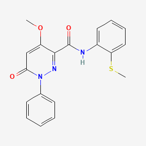 molecular formula C19H17N3O3S B2927166 4-甲氧基-N-(2-甲硫基苯基)-6-氧代-1-苯基吡啶并嗪-3-甲酰胺 CAS No. 921786-46-1