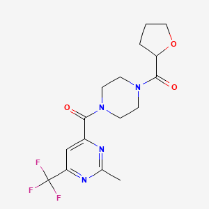 molecular formula C16H19F3N4O3 B2927169 [4-[2-Methyl-6-(trifluoromethyl)pyrimidine-4-carbonyl]piperazin-1-yl]-(oxolan-2-yl)methanone CAS No. 2415604-39-4