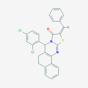 (14E)-14-benzylidene-11-(2,4-dichlorophenyl)-15-thia-12,17-diazatetracyclo[8.7.0.02,7.012,16]heptadeca-1(10),2,4,6,16-pentaen-13-one