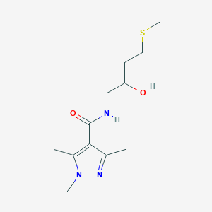molecular formula C12H21N3O2S B2927171 N-(2-Hydroxy-4-methylsulfanylbutyl)-1,3,5-trimethylpyrazole-4-carboxamide CAS No. 2320177-61-3