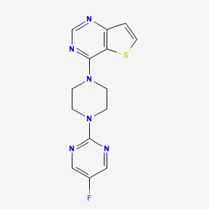 molecular formula C14H13FN6S B2927181 4-[4-(5-Fluoropyrimidin-2-yl)piperazin-1-yl]thieno[3,2-d]pyrimidine CAS No. 2415624-60-9