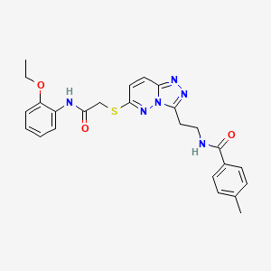 molecular formula C25H26N6O3S B2927185 N-(2-(6-((2-((2-ethoxyphenyl)amino)-2-oxoethyl)thio)-[1,2,4]triazolo[4,3-b]pyridazin-3-yl)ethyl)-4-methylbenzamide CAS No. 872994-91-7