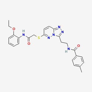 molecular formula C25H26N6O3S B2927185 N-(2-(6-((2-((2-乙氧苯基)氨基)-2-氧代乙基)硫)-[1,2,4]三唑并[4,3-b]哒嗪-3-基)乙基)-4-甲基苯甲酰胺 CAS No. 872994-91-7