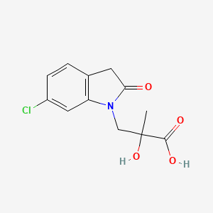 molecular formula C12H12ClNO4 B2927195 3-(6-氯-2-氧代-2,3-二氢-1H-吲哚-1-基)-2-羟基-2-甲基丙酸 CAS No. 1494634-92-2