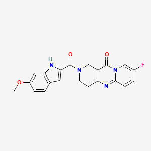 molecular formula C21H17FN4O3 B2927205 8-fluoro-2-(6-methoxy-1H-indole-2-carbonyl)-3,4-dihydro-1H-dipyrido[1,2-a:4',3'-d]pyrimidin-11(2H)-one CAS No. 1904415-17-3