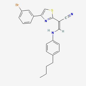 molecular formula C22H20BrN3S B2927211 (Z)-2-(4-(3-bromophenyl)thiazol-2-yl)-3-((4-butylphenyl)amino)acrylonitrile CAS No. 683256-28-2