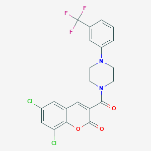 6,8-Dichloro-3-[4-[3-(trifluoromethyl)phenyl]piperazine-1-carbonyl]chromen-2-one
