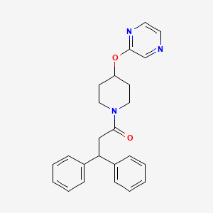 molecular formula C24H25N3O2 B2927218 3,3-Diphenyl-1-(4-(pyrazin-2-yloxy)piperidin-1-yl)propan-1-one CAS No. 1421498-73-8