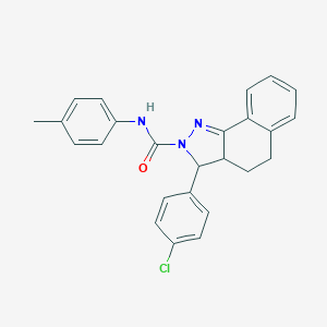 molecular formula C25H22ClN3O B292722 3-(4-chlorophenyl)-N-(4-methylphenyl)-3,3a,4,5-tetrahydro-2H-benzo[g]indazole-2-carboxamide 