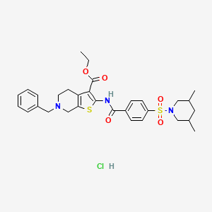 molecular formula C31H38ClN3O5S2 B2927221 Ethyl 6-benzyl-2-(4-((3,5-dimethylpiperidin-1-yl)sulfonyl)benzamido)-4,5,6,7-tetrahydrothieno[2,3-c]pyridine-3-carboxylate hydrochloride CAS No. 1215740-09-2
