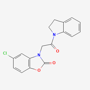 molecular formula C17H13ClN2O3 B2927229 5-chloro-3-(2-(indolin-1-yl)-2-oxoethyl)benzo[d]oxazol-2(3H)-one CAS No. 902254-92-6