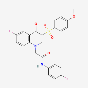molecular formula C24H18F2N2O5S B2927231 2-[6-fluoro-3-(4-methoxyphenyl)sulfonyl-4-oxoquinolin-1-yl]-N-(4-fluorophenyl)acetamide CAS No. 866813-53-8
